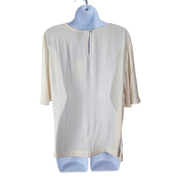 A New Day Women's Sheer Houndstooth Blouse Size Large Cream Casual Career Work - Picture 2 of 9